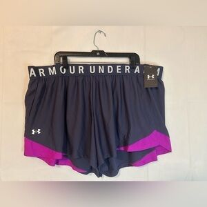 UA Under Armour Breathable Women's Loose Activewear Shorts Grey & Purple Size 3X